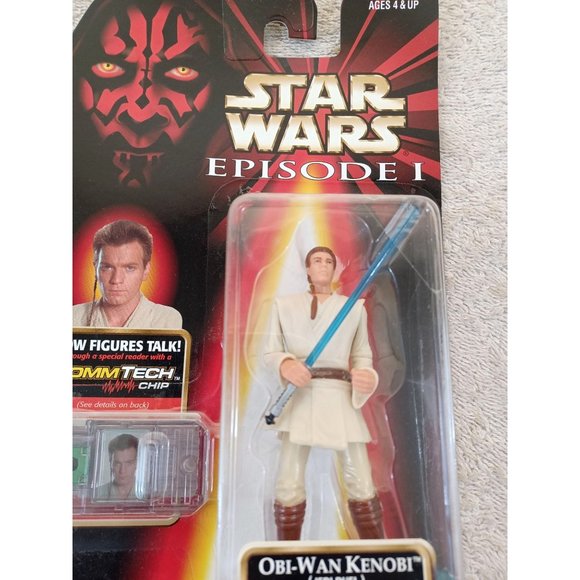 1998 NIB New Star Wars Episode I Obi-Won Kenobi Talking ComTech Chip Figure - Picture 2 of 3